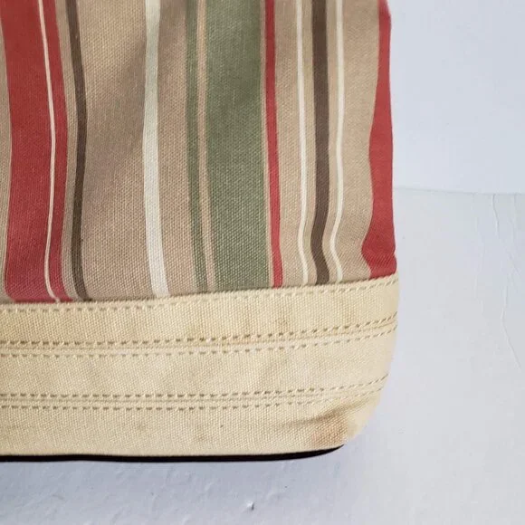Large RELIC by FOSSIL Canvas Handbag Utility Boho Stripe Olive Red Vintage - Picture 16 of 16